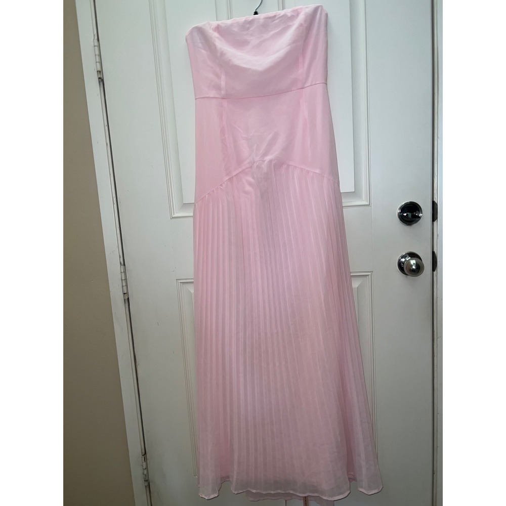 Lulus Celebritory Blush Barbie Princess Pink Pleated Formal Strapless Maxi Sz XL